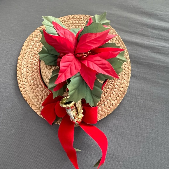 Holiday Vintage Christmas Straw Hat Decor Poshmark